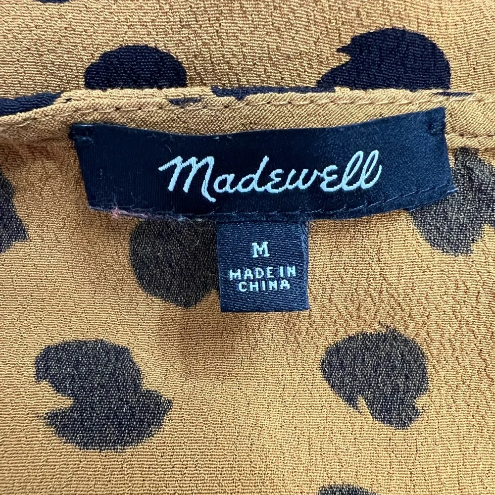 Madewell Orange and Black Polka Dot Tie Top - Picture 5 of 6